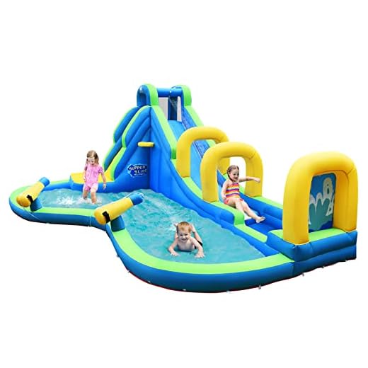 BOUNTECH Inflatable Water Slide, Mega Waterslide Park for Kids Backyard Fun w/Adventure Long Slide, Splash Pool, Climbing, Blow up Water Slides Inflatables for Kids and Adults Outdoor Party Gifts