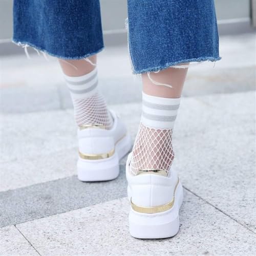 Image of SOLL Women Fishnet Ankle Socks | Fashion Ribbon Socks 3-pairs Size 5-9