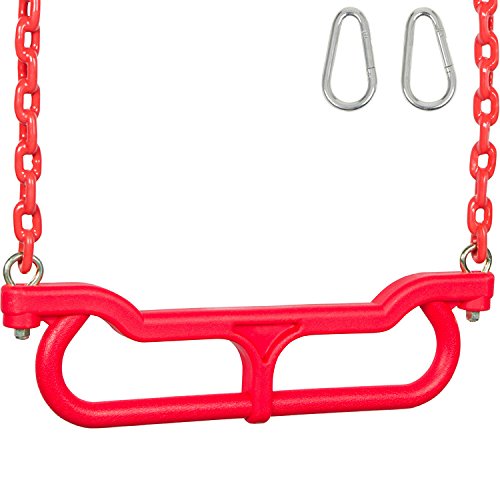 Swing Set Stuff 3.5' Coated Chain and SSS Logo Sticker Combo Trapeze, Red