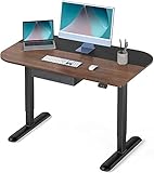 Fenge Escritorio de Pie Eléctrico con Cajón 110x70cm Standing Desk Ajustable en Altura con Tablero y Gancho Escritorio Elevable para Oficina y Hogar (Negro y Marrón)