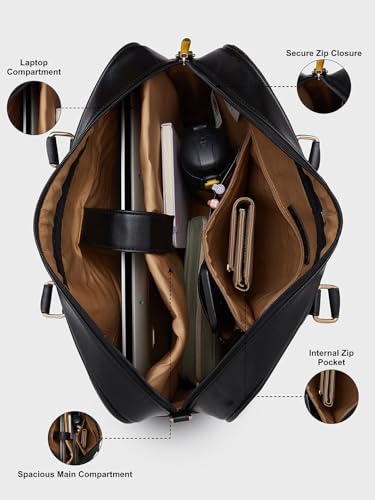 Image of Caprese Mist Laptop Bag, Large | Stylish Office Handbag for Women with 15.6 Inch Laptop Compartment with Adjustable & Detachable Sling Strap | Secure Zip Closure | Ideal for Office & Travel (Black)