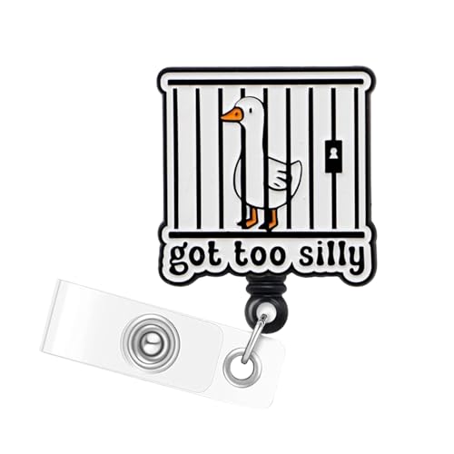 1 x lustige, alberne Gans-Abzeichenspule, einziehbar, Acryl-Krokodil-Ausweishalter, Clip, niedlicher Namensschild-Clip für Krankenschwestern, Krankenschwestern, Lehrer, Studenten und Büroangestellte