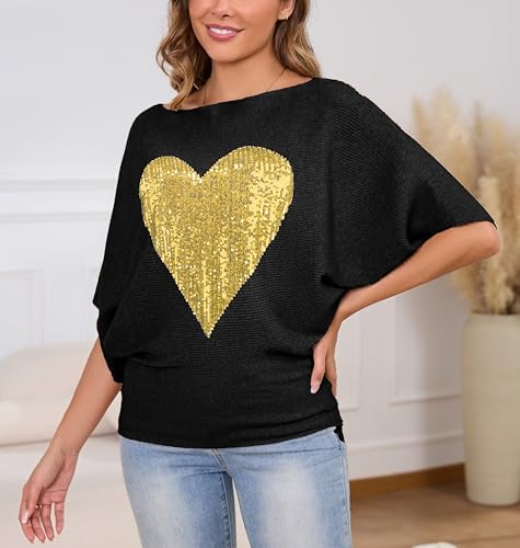 Image of MAKARTHY Womens Batwing Sleeves Knitted Dolman Pullovers Boat Neck Tops Sweatershirts