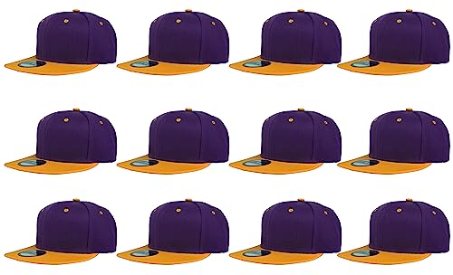 Image of Gelante Plain Blank Flat Brim Adjustable Snapback Baseball Caps Wholesale LOT 12 Pack