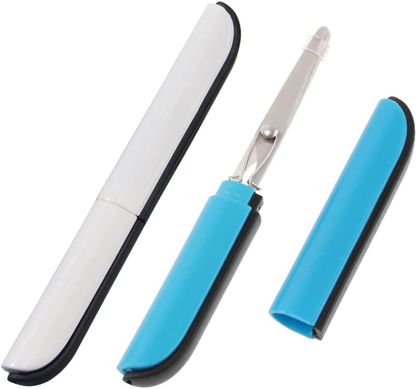 2 Pack Portable Safe Scissors Paper Cutting Sharp Small Scissors, DIY Projects Outdoor Emergency Compact Cutter Shear with Protective Cover, by UTENEW, Random Color