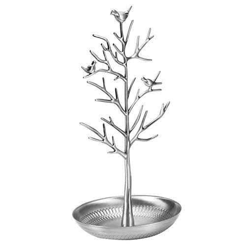 Niady Schmuckständer Ohrringhalter Ring Display, Metall Ohrring Rack Halskette Organizer Schmuckhalter Ornament Display Baumständer(altes Silber) Cover