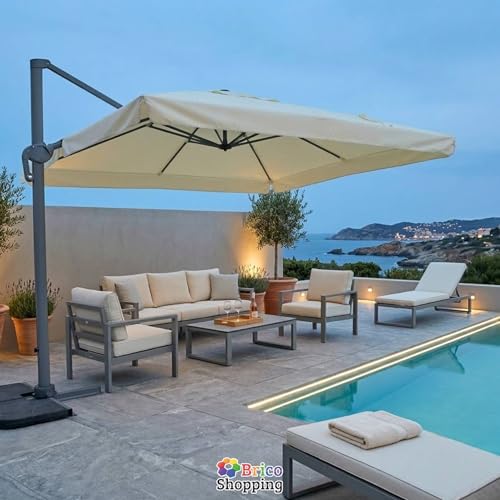 Bricoshopping® Telo Di Ricambio Per Ombrellone Decentrato A Braccio 3X4 300Gr/Mq Senza Tasche Da Giardino 8 Stecche In Legno Top Superiore Di Copertura Airvent Impermeabile 3X4 (C/Spacco Senza Tasche) - 4