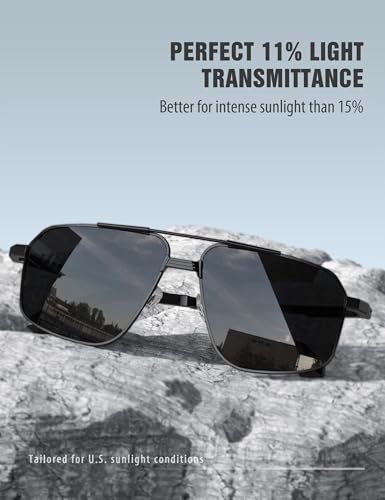 LUENX Aviator Sunglasses for Men Square Polarized Polygon Sun Glasses UV400 Protection3