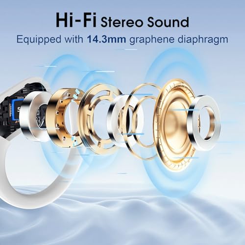 Aptkdoe 2 Sets Wireless Earbuds Sport, Bluetooth 5.4 Over Ear Buds Stereo Deep Bass Over Ear Bud with Earhooks, 75H Wireless Earphones with Mic, IPX7 Waterproof Earphone for Sports Rose Gold+White - image 3