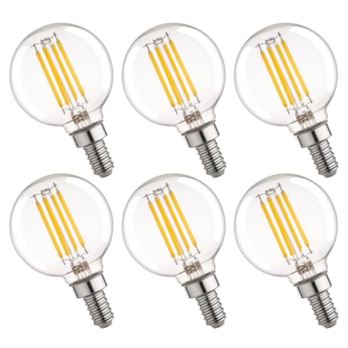 runquiz G16.5 Led Bulb, Small Round Edison Light Bulbs, Dimmable E12 Globe Clear Vanity Light Bulbs, 5w 4000k Vintage LED Filament Edison Bulb