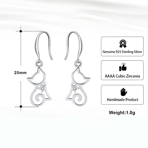 Ginger Lyne Collection Cute Kitty Cat Kitten Dangle Girls Earrings 18K Gold Plated Sterling Silver Drop Hook Fashion Jewelry Cat Animal Ear Ring Gifts Young Women Hypoallergenic Nickel Free #TOP2