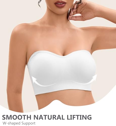 Image of Strapless Bras for Women-Push-Up Non-Slip Bandeau Bra,Seamless Wirefree Padded Tube Top Convertible Straps