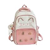 kawaii cat ita bag, zaino kawaii gatto ita bag con display per spille, stile y2k carino e trasparente, espositore per spille multiuso, per ragazze e donne (pink,small)
