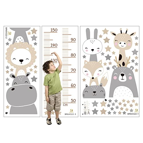 JYFanse Décalcomanie Murale pour Tableau de Hauteur pour Enfants,Autocollants de Mesure de la Hauteur des Animaux de Bande dessinée en PVC de Haute qualité - Décor Mural Amovible pour mesurer Les Cover