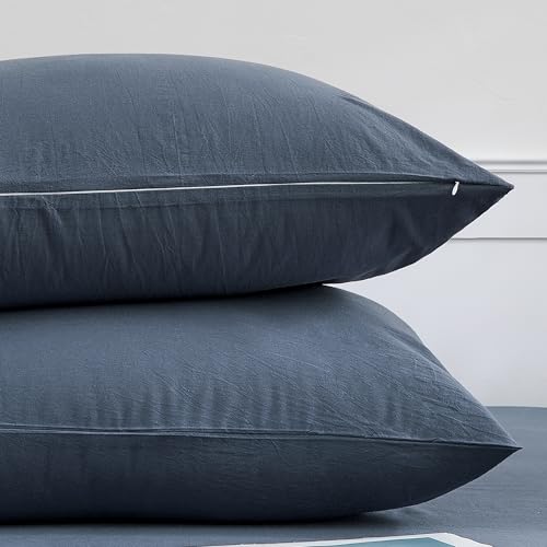 JELLYMONI Kopfkissenbezug 80x80cm Baumwolle 2er Set Blau Oeko-Tex – Ansicht 1