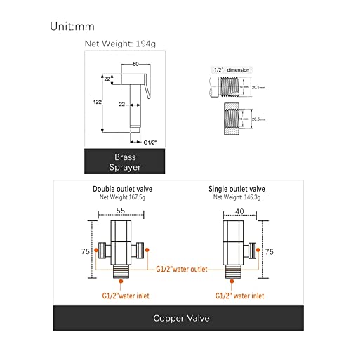 Toilet Bidet Sprayer Hand Held Douche Kit Shiny Gold Bathroom Cleaner Shower Color D E — view 2