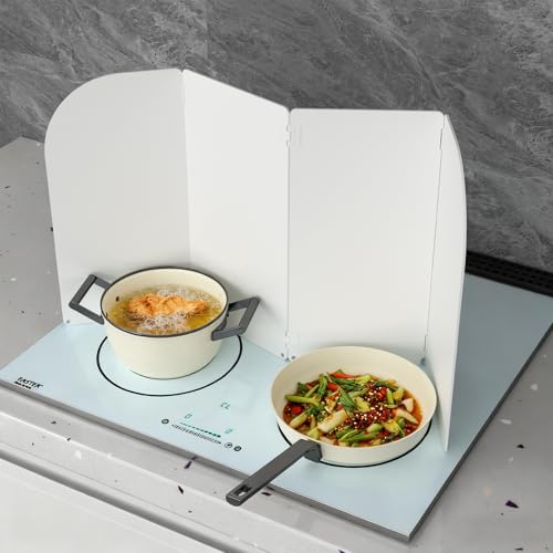 X XBEN レンジガード 油はね防止 油ガード IHとガス両用 4面タイプ 高さ 38cm キッチンガード 防錆耐熱塗装 折りたたみ 油はねガード コンパクト 汚れ防止 揚げ物ガード 食洗機対応 キッチン用品 アウトドアでも活躍 ホワイト