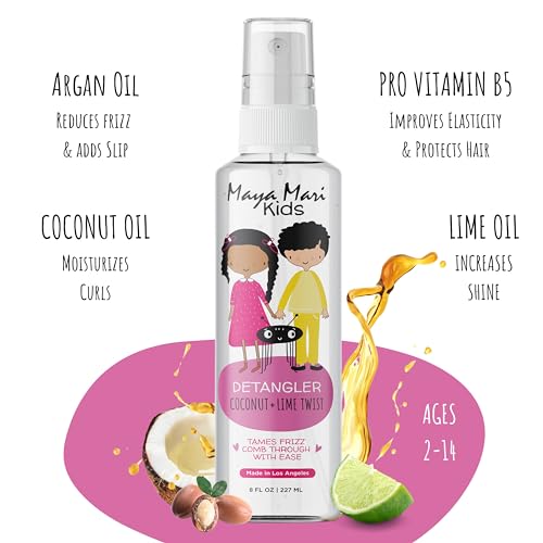 Maya Mari Kids Detangler Spray with Argan, Coconut & Lime Oils – Gentle No-Tangle Solution for Curly Hair, 8 oz – Safe & Effective for Toddlers and Babies - Image 3