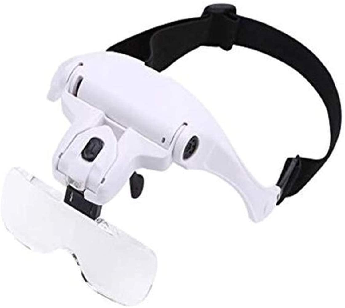 Kopfbandlupe, Handlupe mit digitaler Beleuchtung, Kopfbandlupe mit 2 LEDs – Lesebrille mit BH-Beleuchtung,