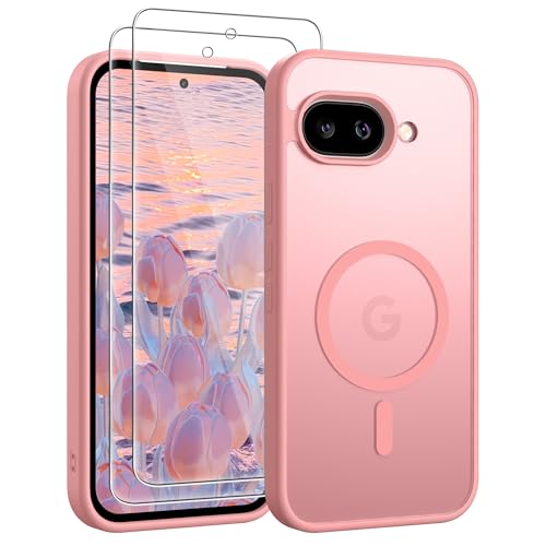 Coque Pixel 9A rose clair translucide pour charger sans fil partout