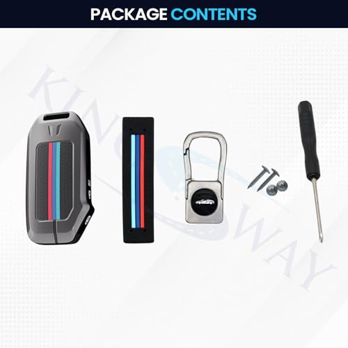 Image of KINGSWAY Kia Car Key Cover and Keychain Perfect Shape and Compatible with 3 Buttons Smart Key of All Kia Cars, Remote Key Shell, Key Case, Car Key Chain Cover, 360 Protection, Gunmetal Grey