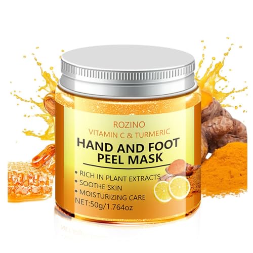 Vitamin C & Turmeric Hand and Foot Peel Mask, Hydrating Peel Off Hand Wax Mask Nourishing Exfoliating Repair Dry Rough Cracked Skin Hands Care, Exfoliating Hand Peeling Mask for Men & Women