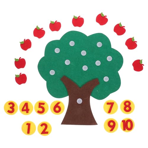 Tofficu 1 Set Felt Apples Tree Cognitive Pairing Math Teaching Aid Matching Game Educational Kindergarten Supply Apple Tree Green Leaves Non-Woven Puzzle Supplies (Apple)