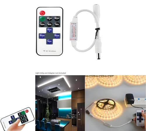 Image of Mini RF LED Dimmer With Jack 5V 12V 24V DC Single Color Light Controller 11 Key Wireless Remote 12A Brightness Speed Adjustable for 2835 3528 5050 LED Strip