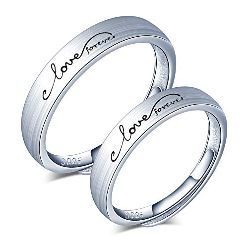 CPSLOVE Anillo de plata 925 para pareja, anillos de boda 'love forever', tamaño ajustable, Anillo de compromiso