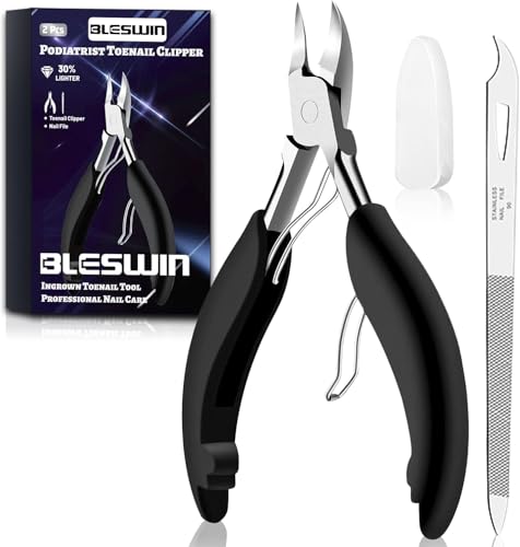 Toe Nail Clipper for Ingrown or Thick Toenails, Toenails Trimmer and Professional Podiatrist Toenail Nipper for Seniors with Surgical Stainless Steel Surper Sharp Blades Lighter Soft Handle