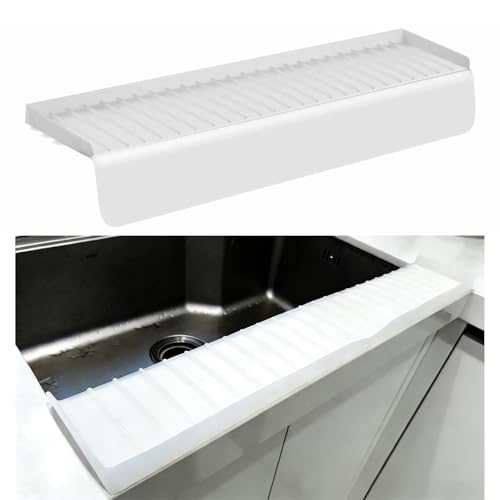 La Mejor Recopilación de Lavabos con borde del mes. 47 Protector de borde del fregadero con ventosa, 14 pulgadas, 20 pulgadas, 24 pulgadas, 30 pulgadas, protector de salpicaduras de silicona para cocina y baño, protege la encimera de...