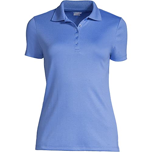 Lands' End Womens Short Sleeve Supima Polo Chicory Blue Petite X-Small