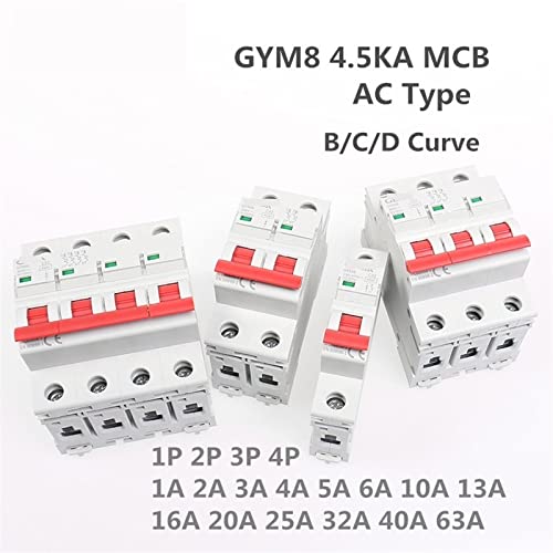 MCB mini disyuntor GYM8 curva C 4 polos 16A para carril DIN 5