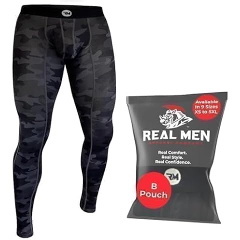 Real Men Pouch Running Tights Legging X-Small B Pouch Nylon 1 Pk Grey Camo Black Waistband Cover