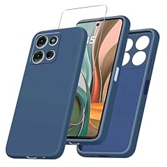 JDXHFF Cover Compatibile con Motorola Moto G15 4G (6.72") e 1 Pezzi Pellicola Protettiva in Vetro Temperato - Blu Morbido Silicone Custodia Protettivo TPU Protezione Case Blue