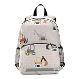 Mnsruu Kleinkind-Rucksack, Bauausrüstung, LKW, Kindergartentasche für Jungen und Mädchen, Vorschule, Kindergarten, Büchertasche, Reise, Kindertagesstätte, Tasche mit reflektierenden Streifen, A318