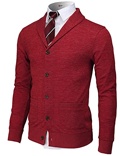 H2H Mens Casual Comfortable Fit Cardigan Sweater Shawl Collar Soft Fabric