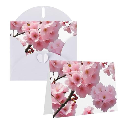 LDTVSFZQ 10.2 cm x 6インチ 空白のグリーティングカード 封筒付き あらゆる機会 ノートカード 桜 日本の桜 クリスマス休暇 誕生日 卒業記念日のサンキューカード 1枚