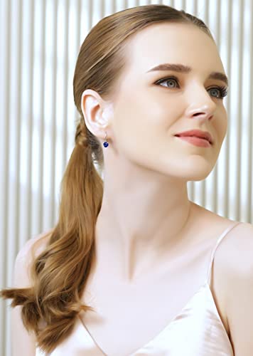 Earrings for Women, Birthstone Earrings, Genuine or Synthetic Gemstone, 6mm Round Leverback Earrings, Drop Earrings, Dangle Earrings for Women Sterling Silver Earrings Gold Flash3