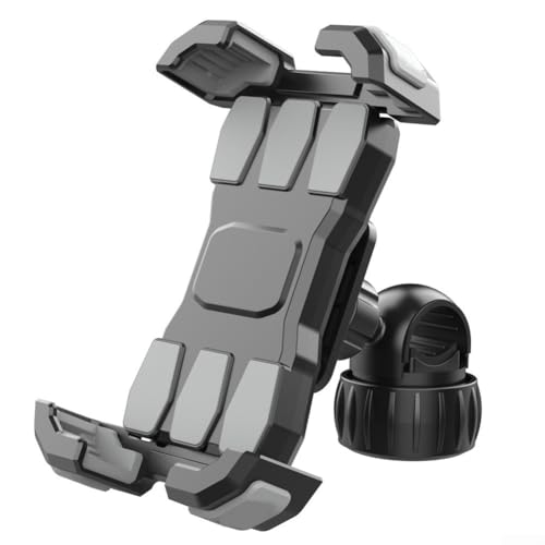 Soporte para teléfono móvil, manillar de 22-33 mm, soporte de bicicleta de montaña para motocicleta, bloqueo de empuje, rotación de 360 grados, antivibración, para teléfonos de 4.7-7 pulgadas (negro)
