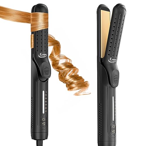 2-in-1 Hair Straightener and Hair Curler Iron with Ionic Cold Air, Flat Iron with 5 Temperature Adjustments, 360Â° Airflow Styling, 10S Fast Heating, Suitable for All Styles