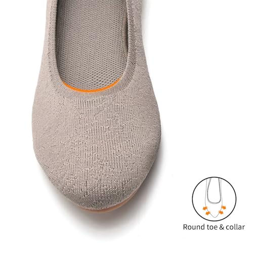 Image of Puxowe Women's Ballet Flats Breathable Knit Slip On Comfortable Round Toe Walking Shoes with Arch Support Insole for Work