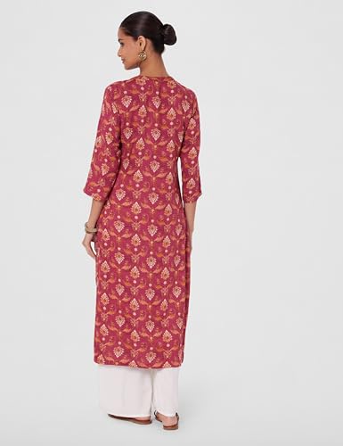 Image of BIBA Solid Rayon Straight Fit Women Kurta