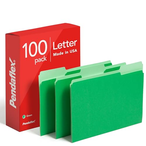 Pendaflex Colored File Folders, 100 Pack, Letter Size (8.5" x
