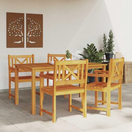Fauteuils d'extérieur rustiques en acacia lot de 4 chaises