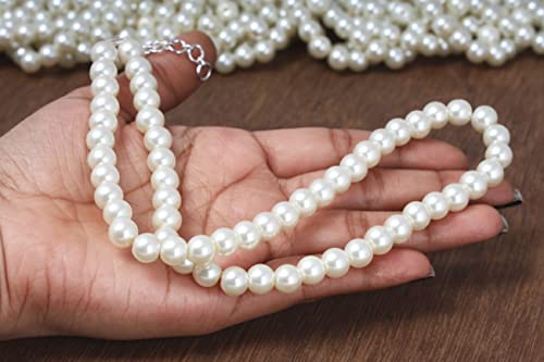 Image of JFL Combo Imitation 6mm Round Pearl Necklace Set Moti Mala Pearl Set With Earrings,Bracelet Handcrafted Jewellery for Less