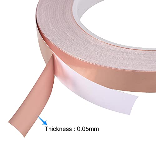 Image of uxcell Single-Sided Conductive Tape Copper Foil Tape Adhesive 5mm x 30m /98.4ft for Guitar,EMI Shielding Crafts, Electrical Repairs 2pcs