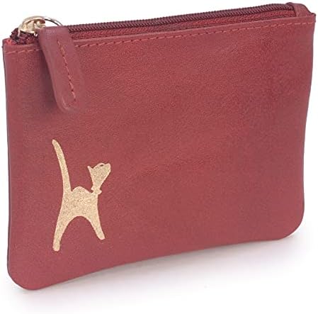 Catwalk Collection Handbags - Ladies Small Embossed Leather Coin Purse with Gift Box - RFID Protection - Zip Pouch with Credit Card and Coin Compartment - Mimi - Black Gold