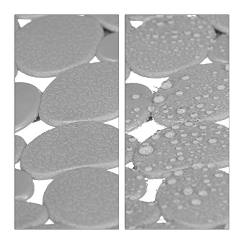 Relaxdays Anti-Slip Bath Mat, Stone-Look, Non-Slippery Suction Cups, Washable, W x D: 36 x 68 cm, PVC, Gray, Pack of 1