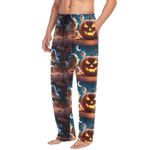 Pumpkin & Spirits Men's Cotton Pajama Pants with Pockets and Drawstring Comfortable and Stylish,S4